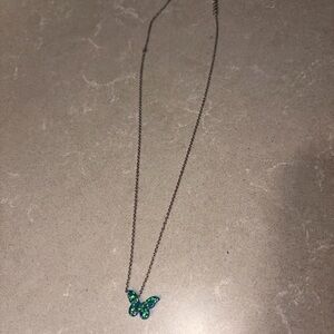 Blue Butterfly Necklace with silver chain